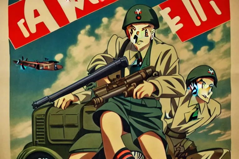 Image similar to 1940s, war, anime, poster, subaru