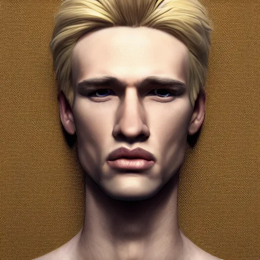 Image similar to a realistic portrait of a blonde man with big lips, ancient times, trending on artstation