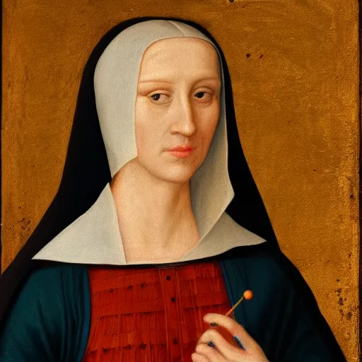 Image similar to a renaissance style portrait painting of the nun