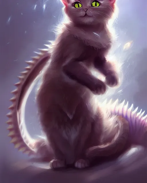 Image similar to young male cat showing off there dragon powers | | cute - fine - face, fluffy, pretty face, wizard, key visual, realistic face, detailed, real life, fine details by stanley artgerm lau, wlop, rossdraws, james jean, andrei riabovitchev, marc simonetti, and sakimichan, trending on artstation