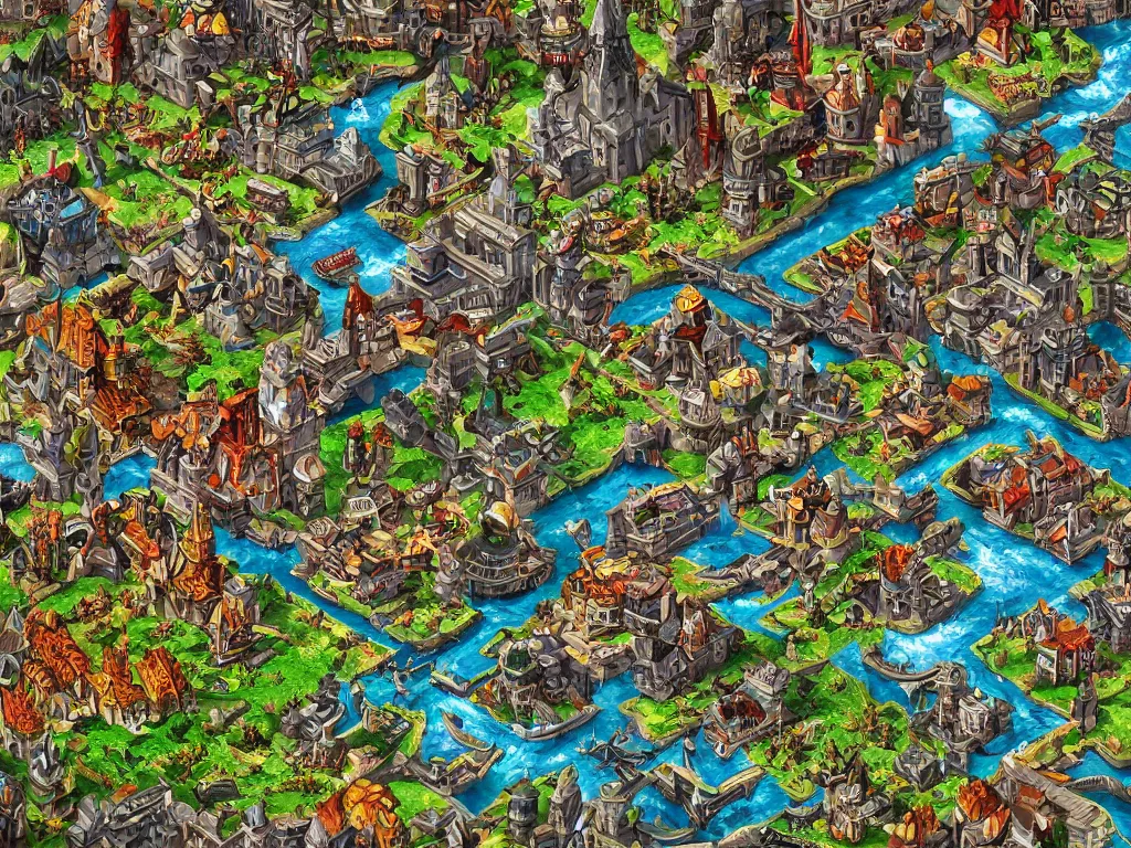 Prompt: reimagined Heroes of Might and Magic 3 evil city scene, ultra detailed game art, isometric, master artist