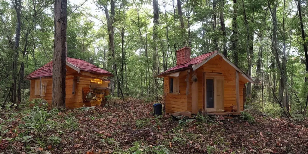 Image similar to a nice little house made out of plastic in the woods