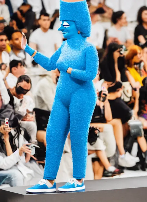 Image similar to hyperrealistic and heavy detailed air jordan runway show of marge simpson, leica sl 2 5 0 mm, vivid color, high quality, high textured, real life