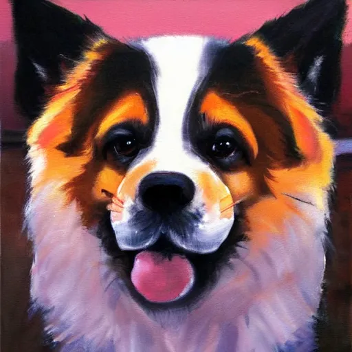 Prompt: 可 愛 い 犬, painting by greg ruthowski