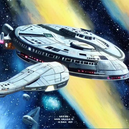 Image similar to Star Trek Enterprise in the style of John Berkey