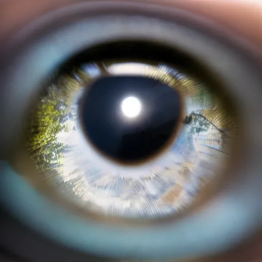 Image similar to The eye of a dragon, high quality, reflection of a city in the eye