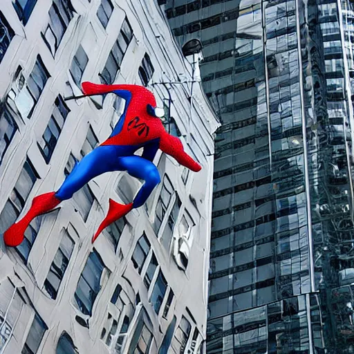Prompt: Kermit swings from building to building like Spiderman toward the camera, realistic, high detail