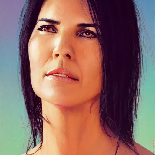 Prompt: portrait a Patricia Velasquez as Anck-Su-Namun in her late 20s weared, egyptian hair and makeup, oil paintend skin, by Ilya Kuvshinov