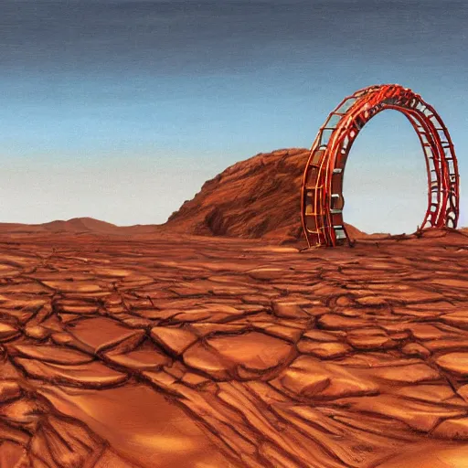 roller coaster on mars hyperrealism very detailed Stable Diffusion