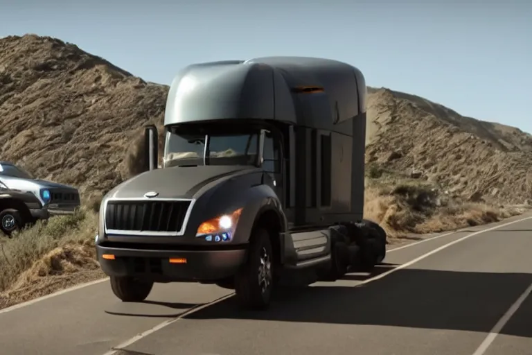 Image similar to Cybertruck on the California pch car commercial