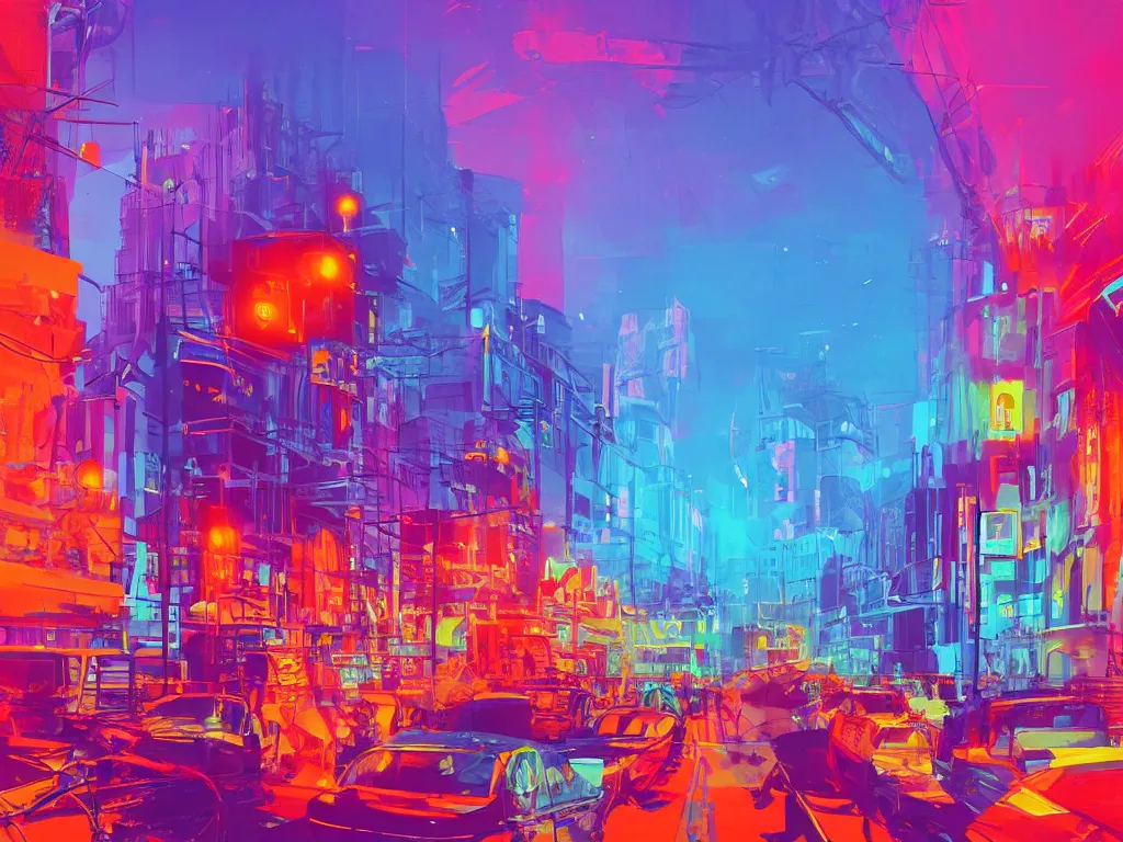 Image similar to London, bright colors, neon orange, beauty, summer vibes, trending on artstation