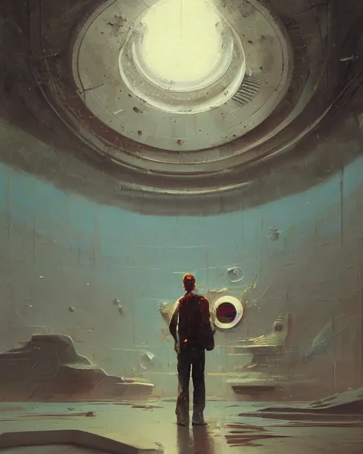 Image similar to a highly detailed epic cinematic concept art CG render digital painting artwork: Hyperspace. By Greg Rutkowski, in the style of Francis Bacon and Syd Mead and Norman Rockwell and Beksinski, open ceiling, highly detailed, painted by Francis Bacon and Edward Hopper, painted by James Gilleard, surrealism, airbrush, Ilya Kuvshinov, WLOP, Stanley Artgerm, very coherent, triadic color scheme, art by Takato Yamamoto and James Jean