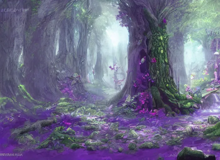 Prompt: A doorway to a magic forest, concept art, detailed