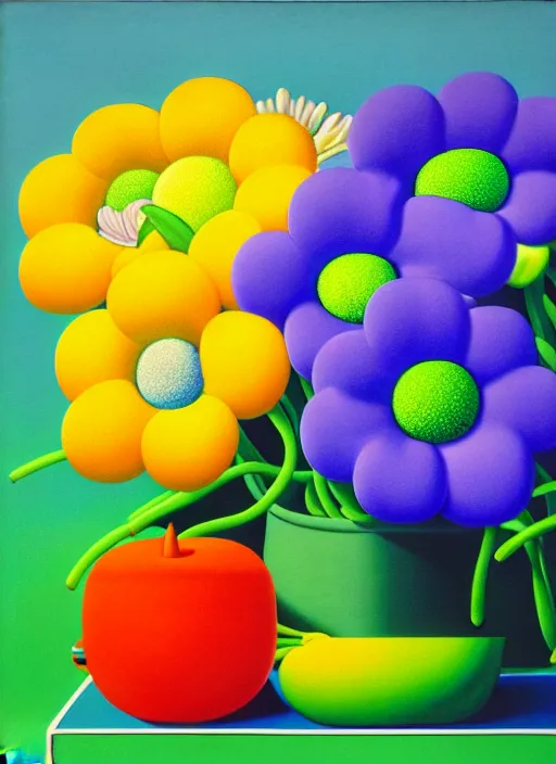 Prompt: pot of flowers by shusei nagaoka, kaws, david rudnick, airbrush on canvas, pastell colours, cell shaded, 8 k