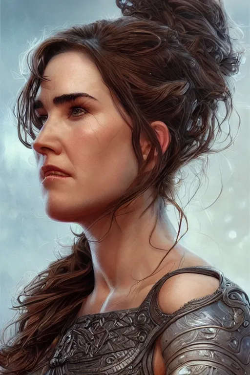 Image similar to jennifer connelly as a ruggedly handsome heroine, intricate, elegant, highly detailed, centered, digital painting, artstation, concept art, smooth, sharp focus, illustration, art by artgerm and donato giancola and Joseph Christian Leyendecker, Ross Tran, WLOP