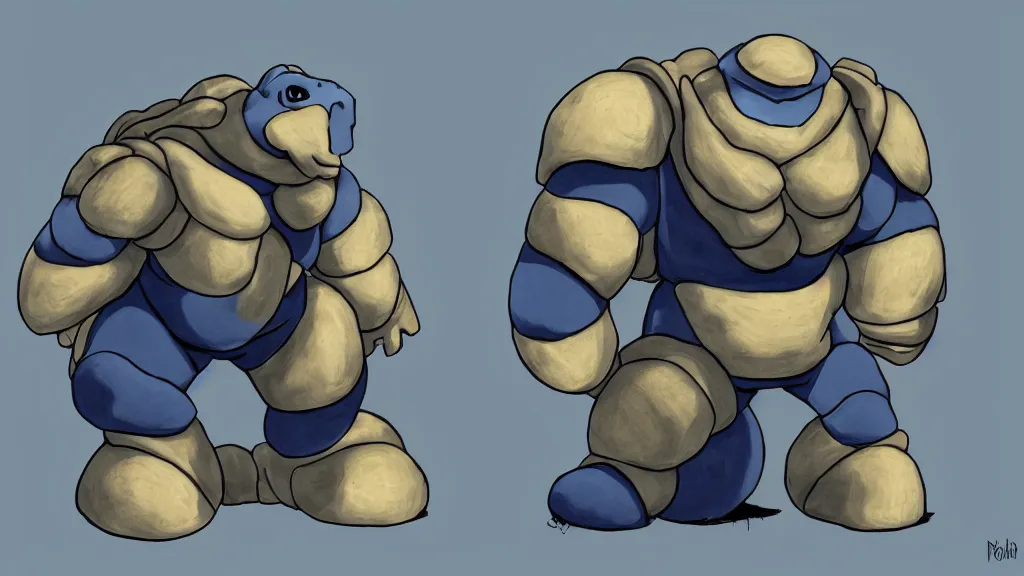 Prompt: Blastoise, dramatic lighting, character concept