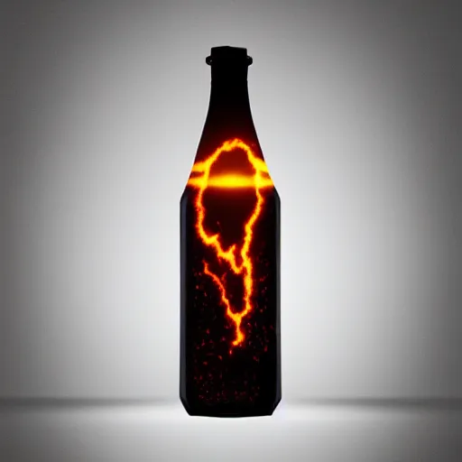 Image similar to a bottle of lava, realistic 3 d image trending on artstation