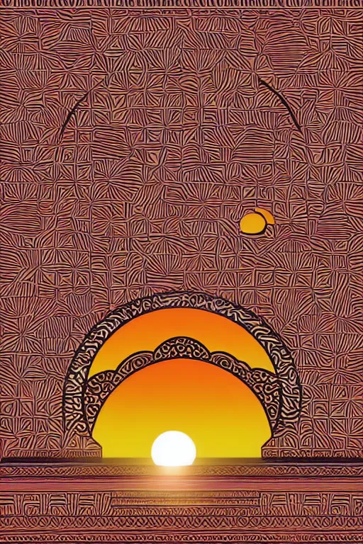 Image similar to minimalist boho style art of colorful sidi bousaid at sunrise, illustration, vector art