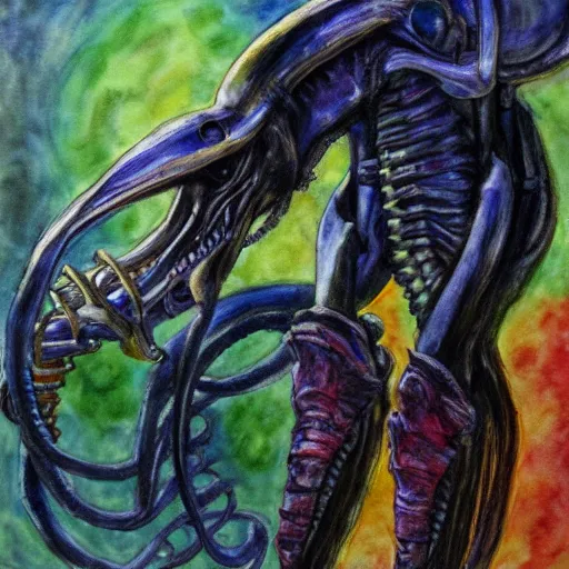 Prompt: xenomorph, watercolor, monet