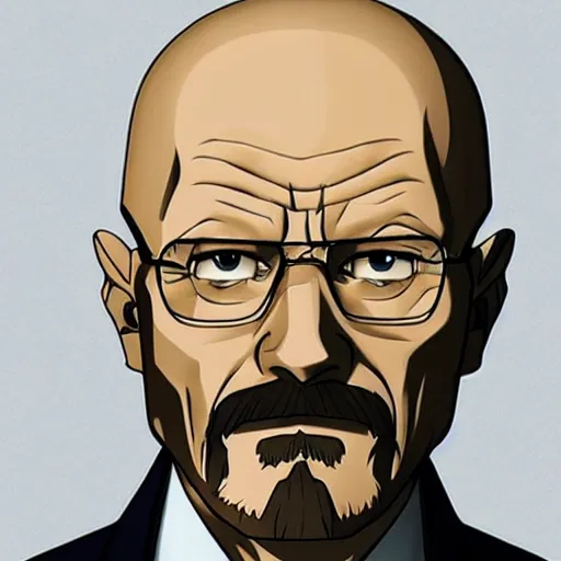 Prompt: walter white as a anime character