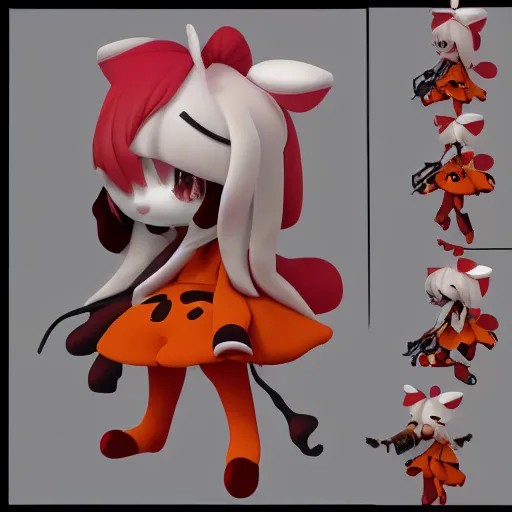 Image similar to cute fumo plush of a marsupial girl, anime girl, artstation character design contest winner, stylized pbr, vray, character silhouette