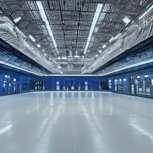 Prompt: large hall in cyber space