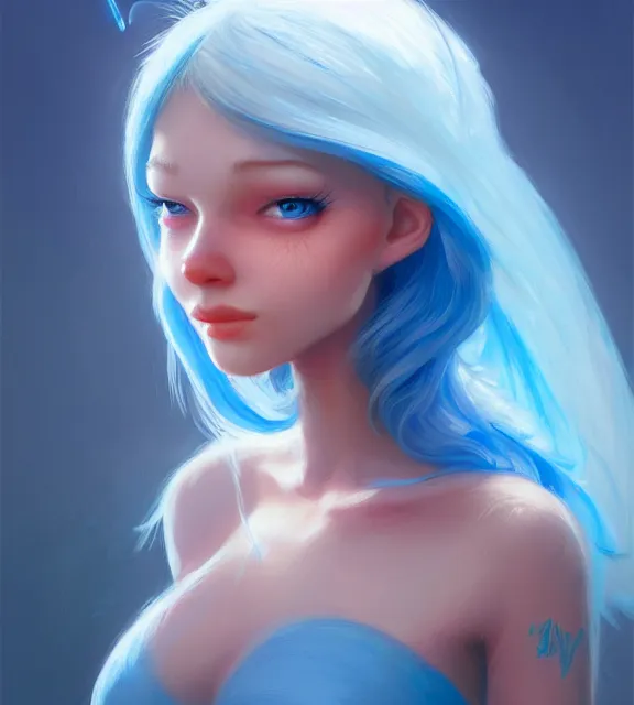 Prompt: cute female smurf with blue skin, perfect face, red sundress, blonde hair, cinematic, stunning, elegant, highly detailed, psychedelic, digital painting, artstation, smooth, hard focus, illustration, art by jessica rossier and and brian froud