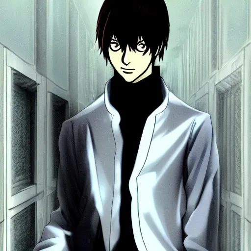 Image similar to yagami light ( kira ) from death note, 8 k, full hd, huper realistic