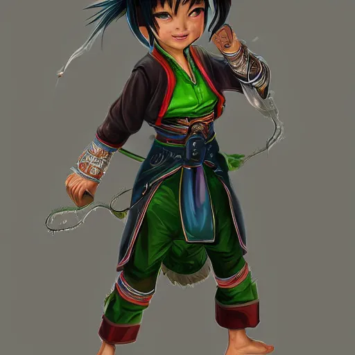 Prompt: highly detailed full body portrait of Toph Bei Fong, concept art, digital art, studio lightning, bright colors, intricate, masterpiece, photorealistic, hiperrealistic, sharp focus, high contrast, intricate, Artstation HQ, DeviantArt trending, 4k UHD, Unreal Engine 5