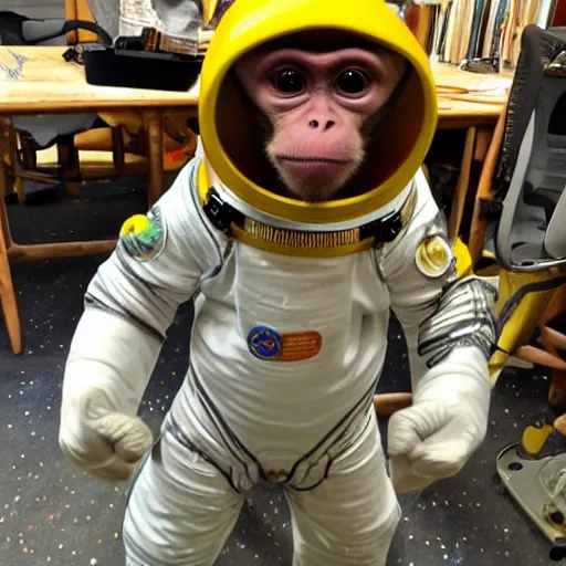 Prompt: a monkey wearing a spacesuit