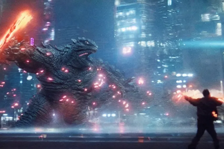 Prompt: film still of kirby fighting in new york city in the new godzilla pacific rim crossover movie