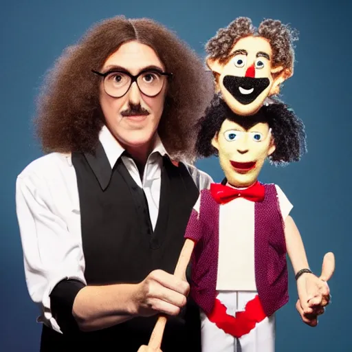 weird al with a ventriloquist puppet of himself | Stable Diffusion ...