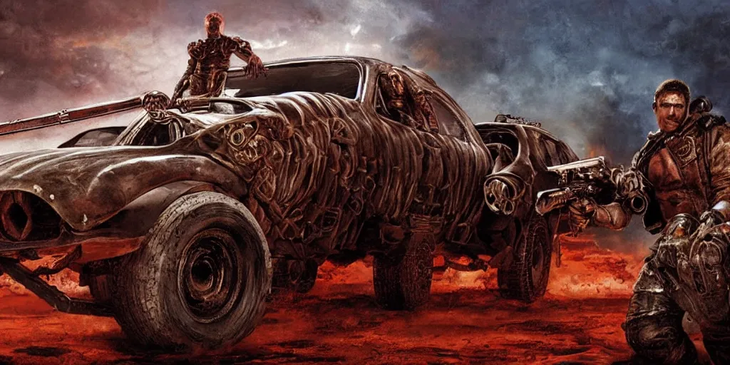 Prompt: mad max, doom video game, kieth thomsen