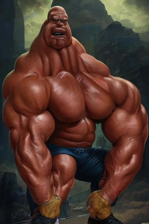 Prompt: upper body portrait of a hulking bulky swole steroids musclebound huge bodybuilder muscular herculean chiseled homer simpson, cinematic lighting, photorealistic, octane render, 8 k, depth of field, 3 d, art by artgerm and greg rutkowski and alphonse mucha and uang guangjian and gil elvgren and sachin ten