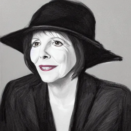 Image similar to stuckism black detailed portrait of diane keaton