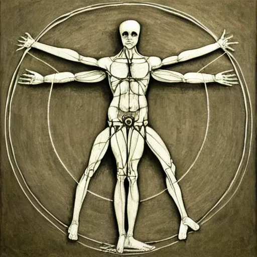 Image similar to The Vitruvian Man revisited by Giger