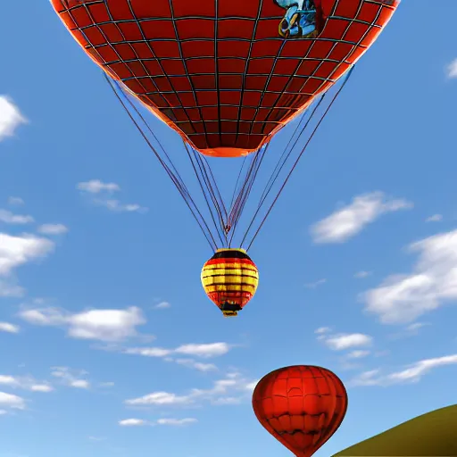 Image similar to 3 d render of a spiderman hot air balloon