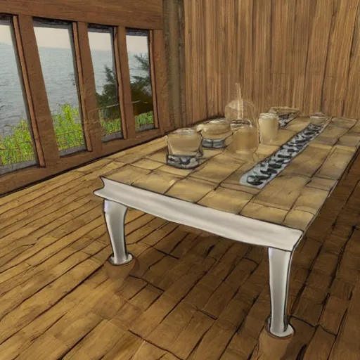Prompt: A table, rendered in the corn engine