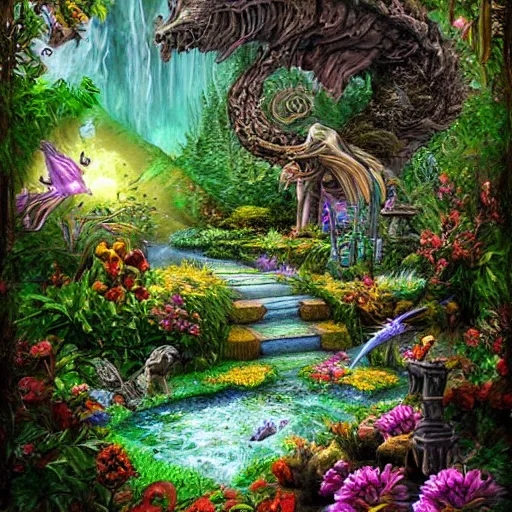 Epic Fantasy Garden Magical Art by John Stephans