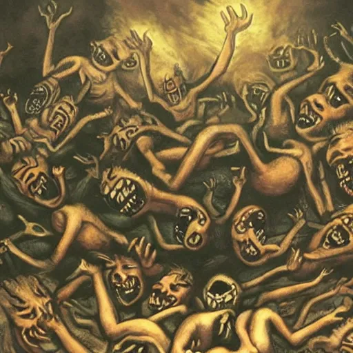 Prompt: a picture of the horrors of hell t