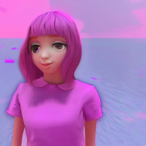 Image similar to girl vtuber pink colours rtx vfx