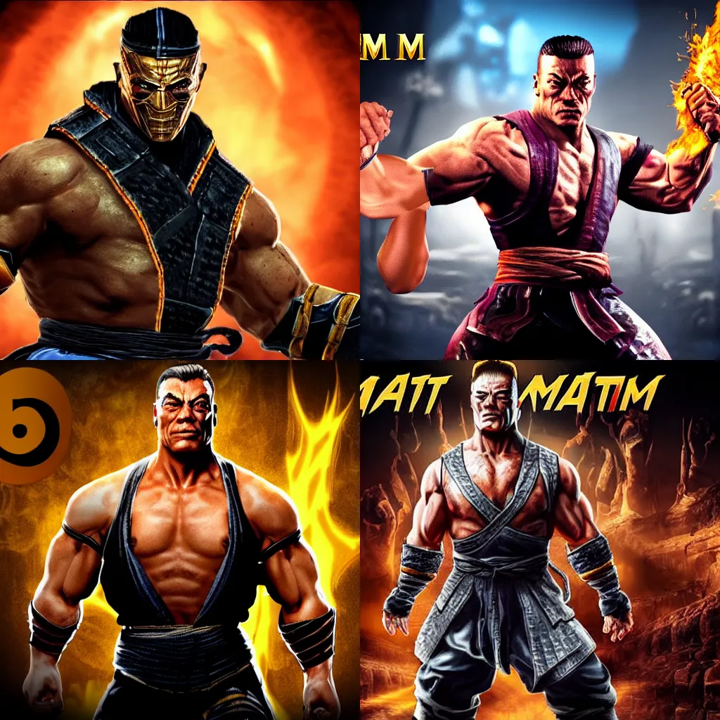 Prompt: van damm in mortal kombat mk 1 1 video game splash screen