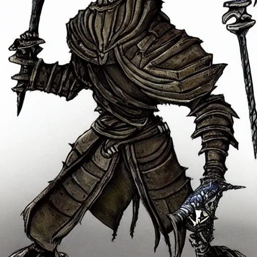 Image similar to Dark Souls character art in the style of Dr. Seuss