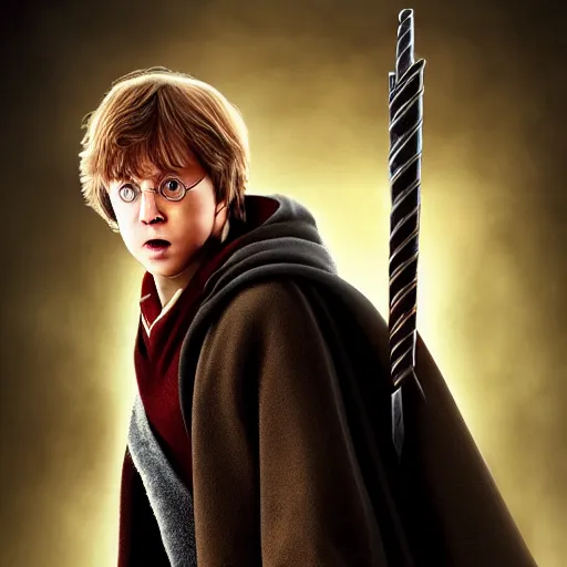 Prompt: a photorealistic photograph of harry potter as luke skywalker. Trending on Artstation, featured on Behance, well-rendered, Unreal Engine, 4K HD