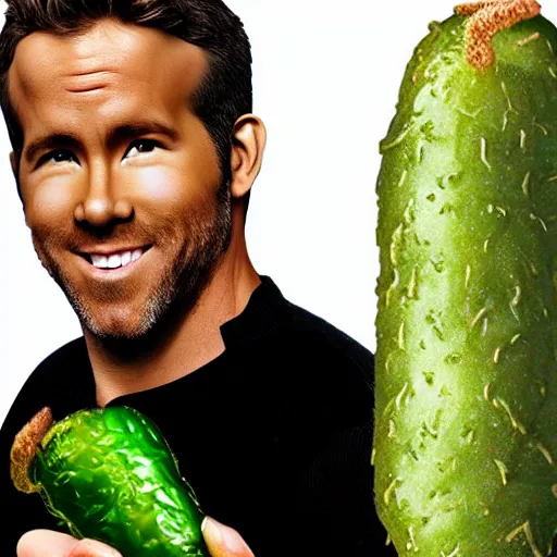 Prompt: ryan reynolds morphed with a pickle
