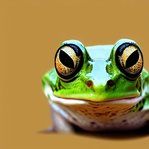 Image similar to frog in yogurt, photorealistic, close - up