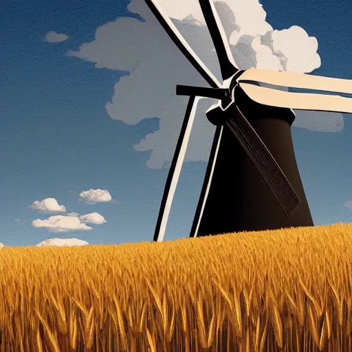 Prompt: a black - headed sheep in a wheat field in front of a windmill photoshop filter cutout vector, behance hd by jesper ejsing, by rhads, makoto shinkai and lois van baarle, ilya kuvshinov, rossdraws global illumination