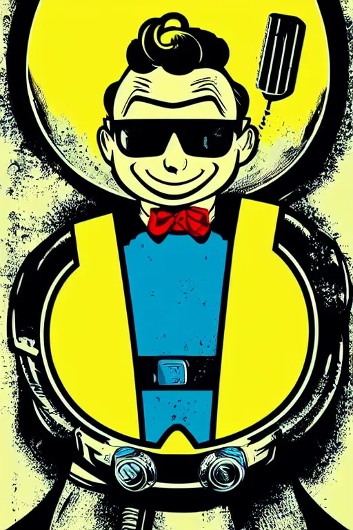 Image similar to fallout 7 6 retro futurist illustration art by butcher billy, sticker, colorful, illustration, highly detailed, simple, smooth and clean vector curves, no jagged lines, vector art, smooth andy warhol style