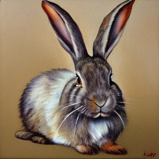 Prompt: a tileable painting of a rabbit