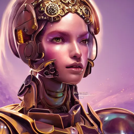 Image similar to studio portrait of lawful good colorful female holy mecha paladin absurdly beautiful, elegant, young sensual graceful woman, ultrafine hyperrealistic detailed face illustration by kim jung gi, irakli nadar, intricate linework, sharp focus, bright colors, matte, octopath traveler, final fantasy, unreal engine highly rendered, global illumination, radiant light, intricate environment